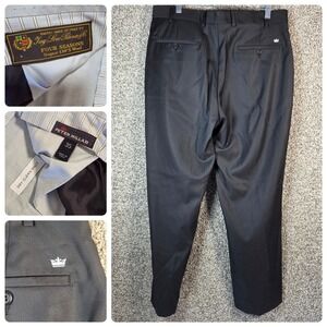 Peter Millar Loro Piana Super 130s Wool Dress Pants Mens 35 Black Flat Front